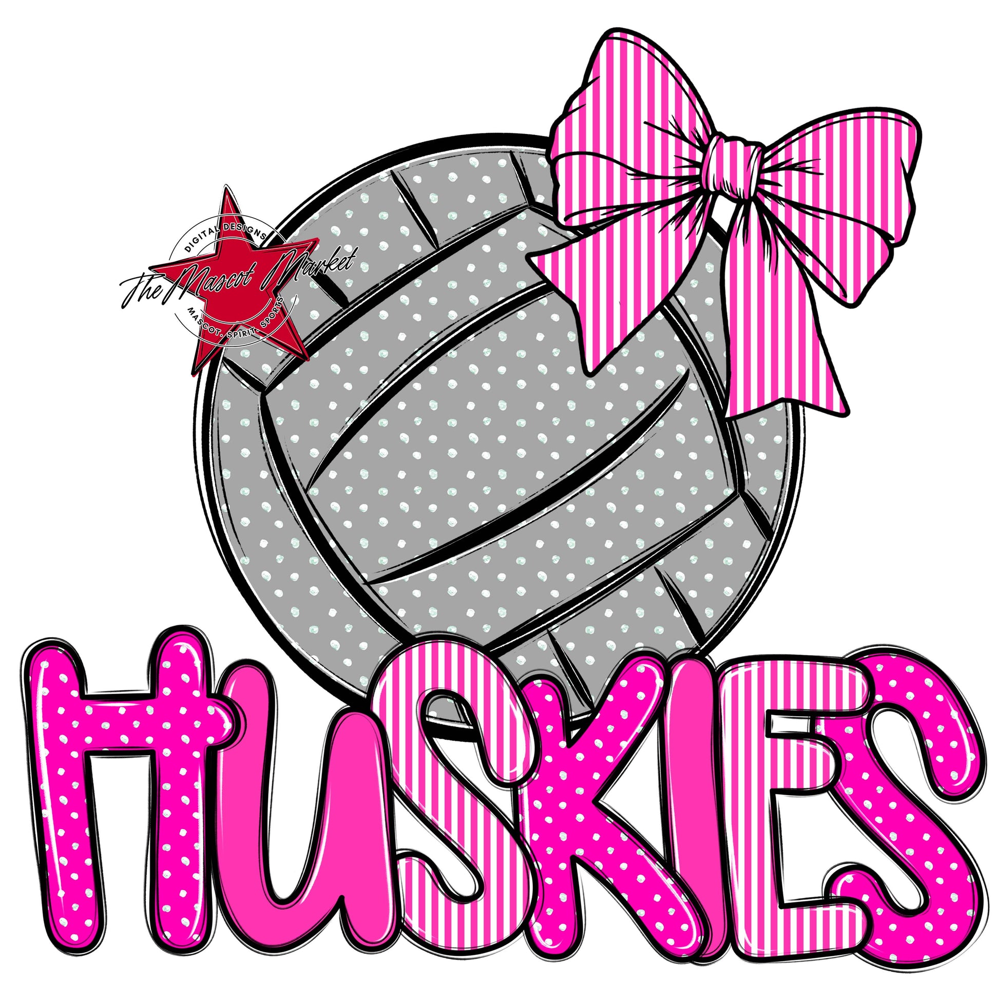 Huskies Volleyball Spirit Design-Pink