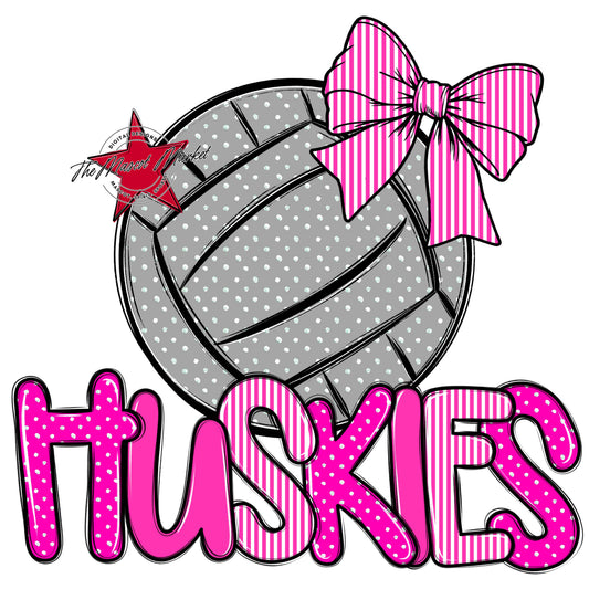 Huskies Volleyball Spirit Design-Pink