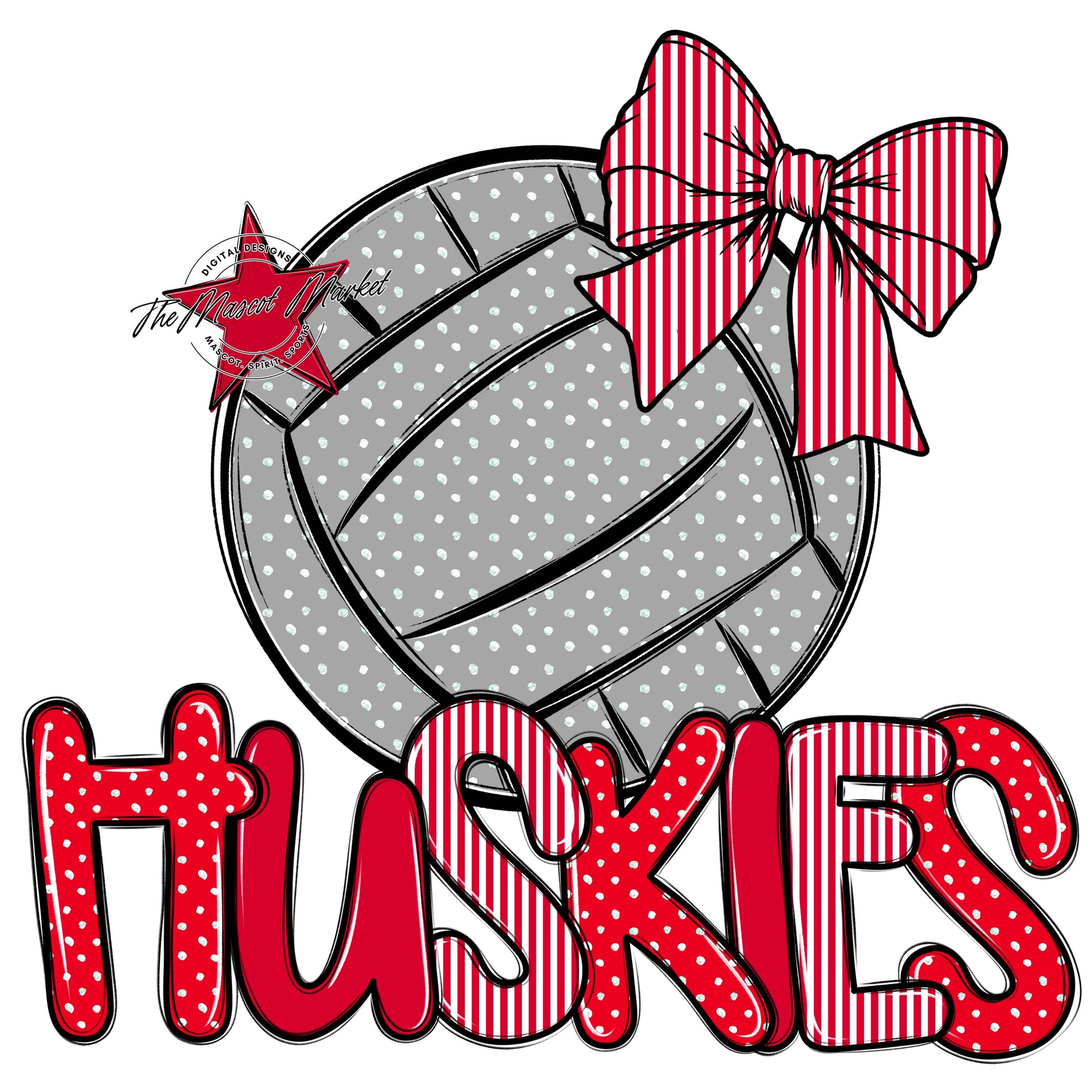 Huskies Volleyball Spirit Design-Red