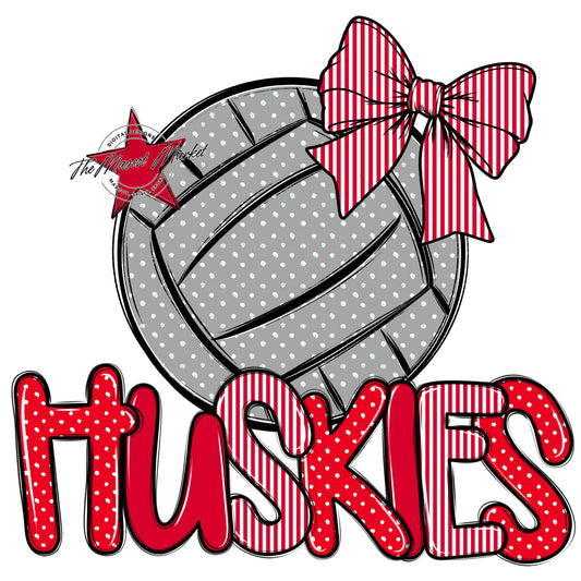 Huskies Volleyball Spirit Design-Red