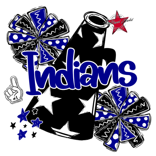 Indians Alpha Megaphone Design-Blue