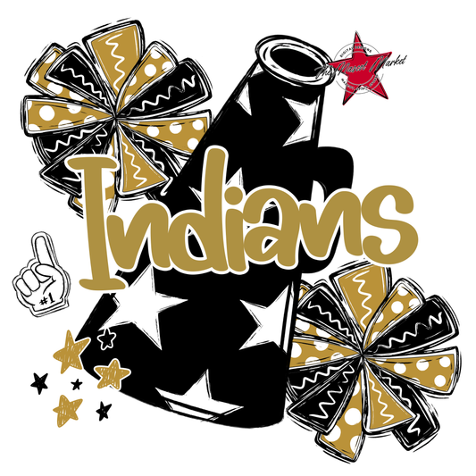 Indians Alpha Megaphone Design-Gold