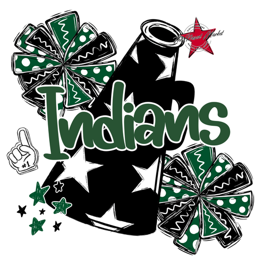 Indians Alpha Megaphone Design-Green