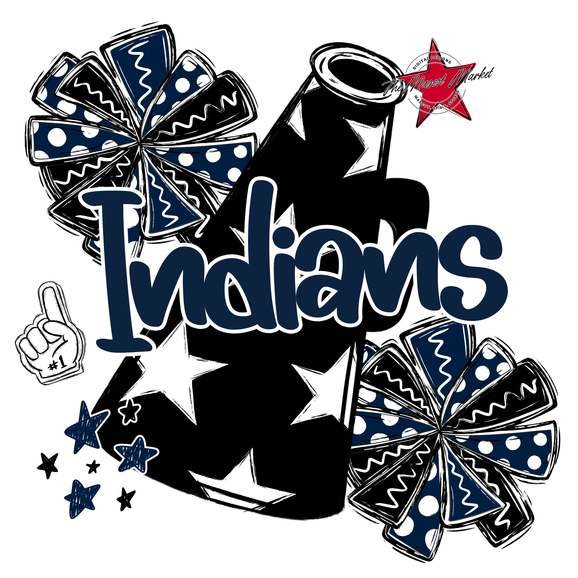 Indians Alpha Megaphone Design-Navy