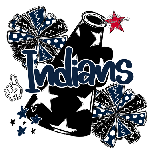 Indians Alpha Megaphone Design-Navy