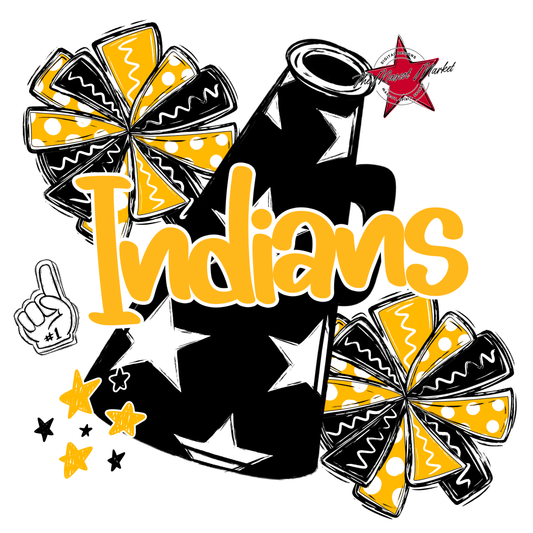 Indians Alpha Megaphone Design-Yellow