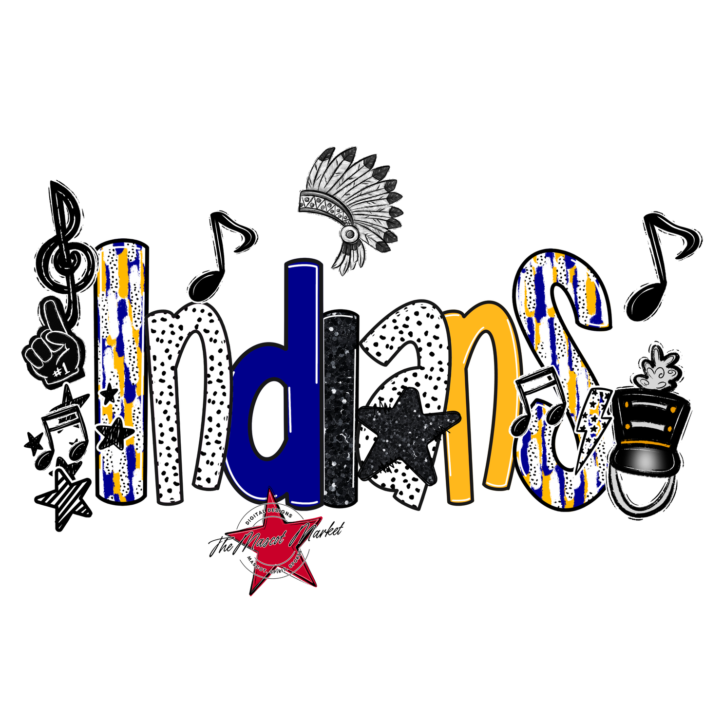 Indians Band Scrape-Blue-Yellow