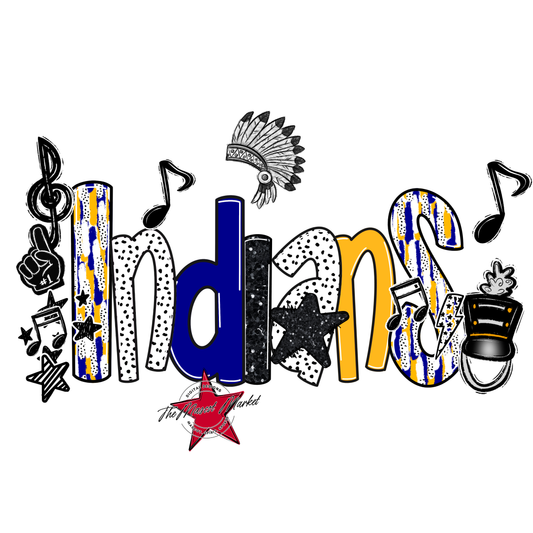 Indians Band Scrape-Blue-Yellow