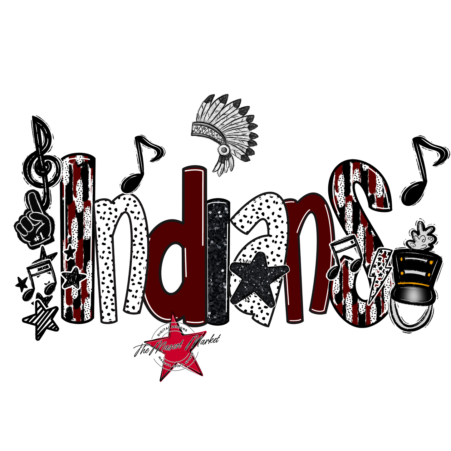 Indians Band Scrape-Maroon