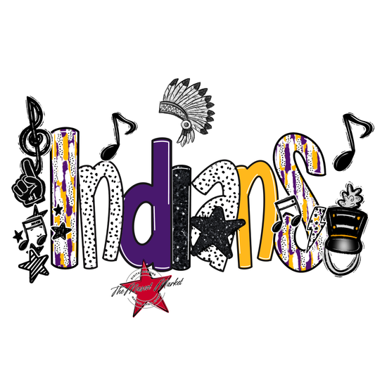 Indians Band Scrape-Purple-Yellow