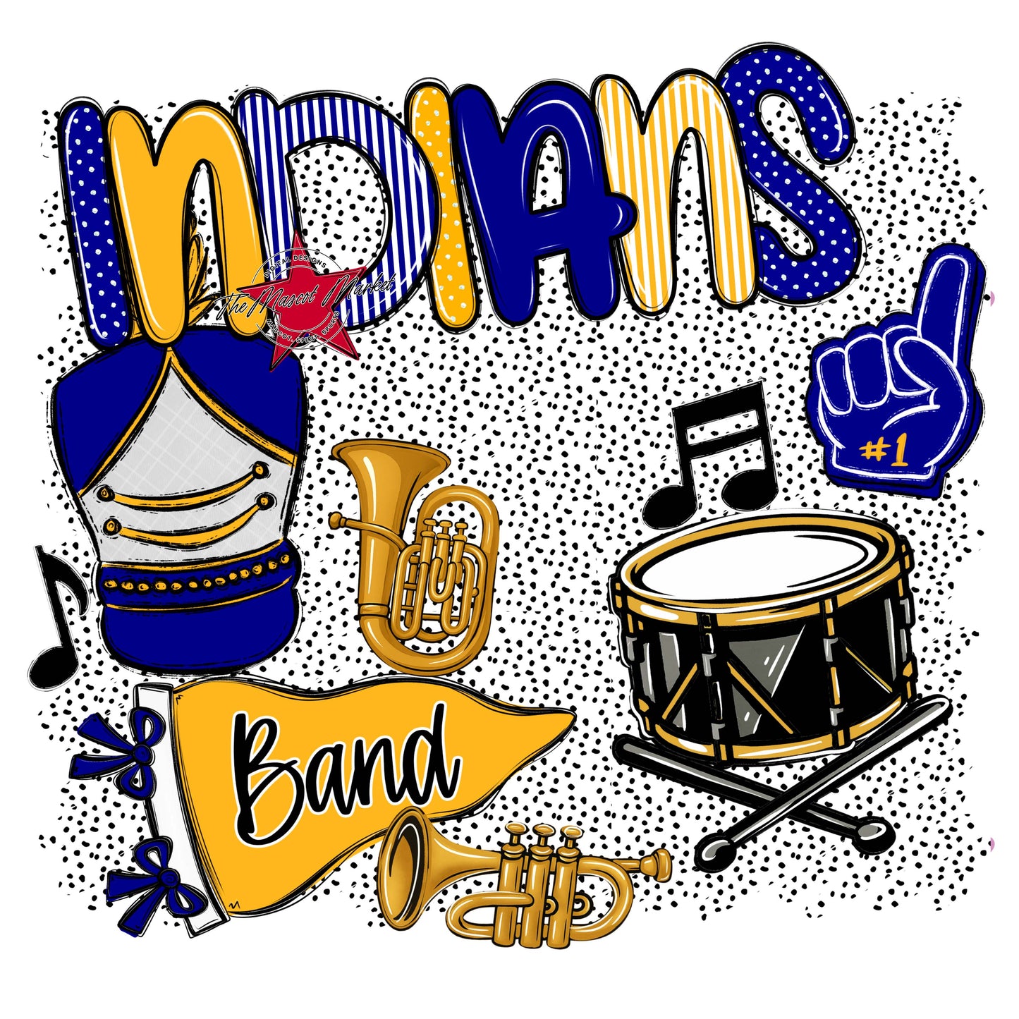 Indians Band Spirit-Blue & Yellow