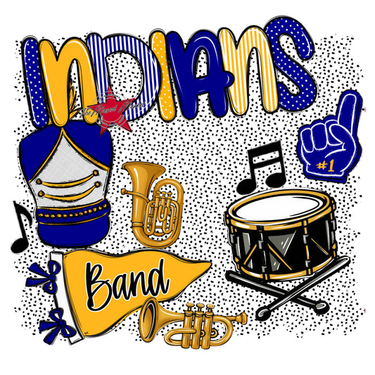 Indians Band Spirit-Blue & Yellow