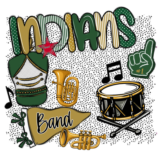 Indians Band Spirit-Green & Gold