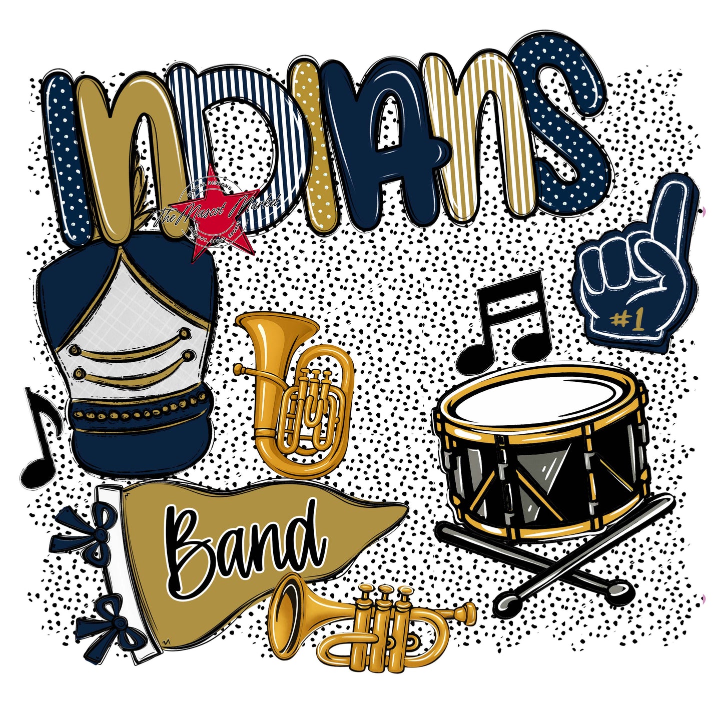 Indians Band Spirit-Navy & Gold