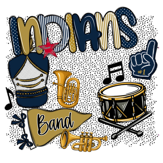 Indians Band Spirit-Navy & Gold