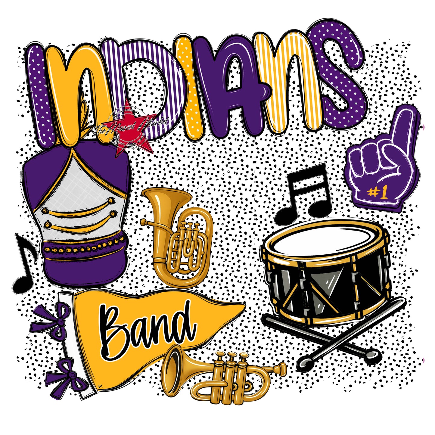 Indians Band Spirit-Purple & Yellow