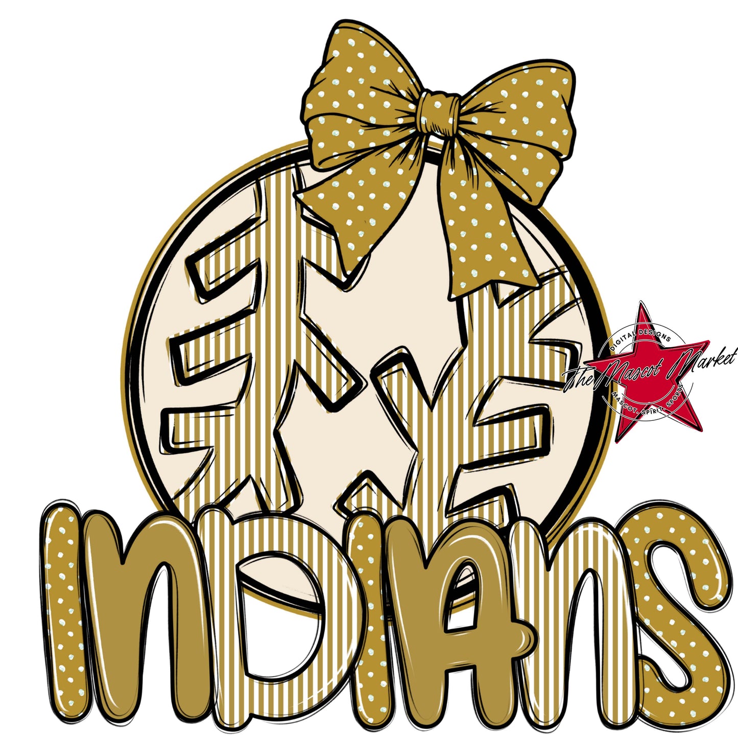 Indians Baseball-Softball Spirit Design-Gold