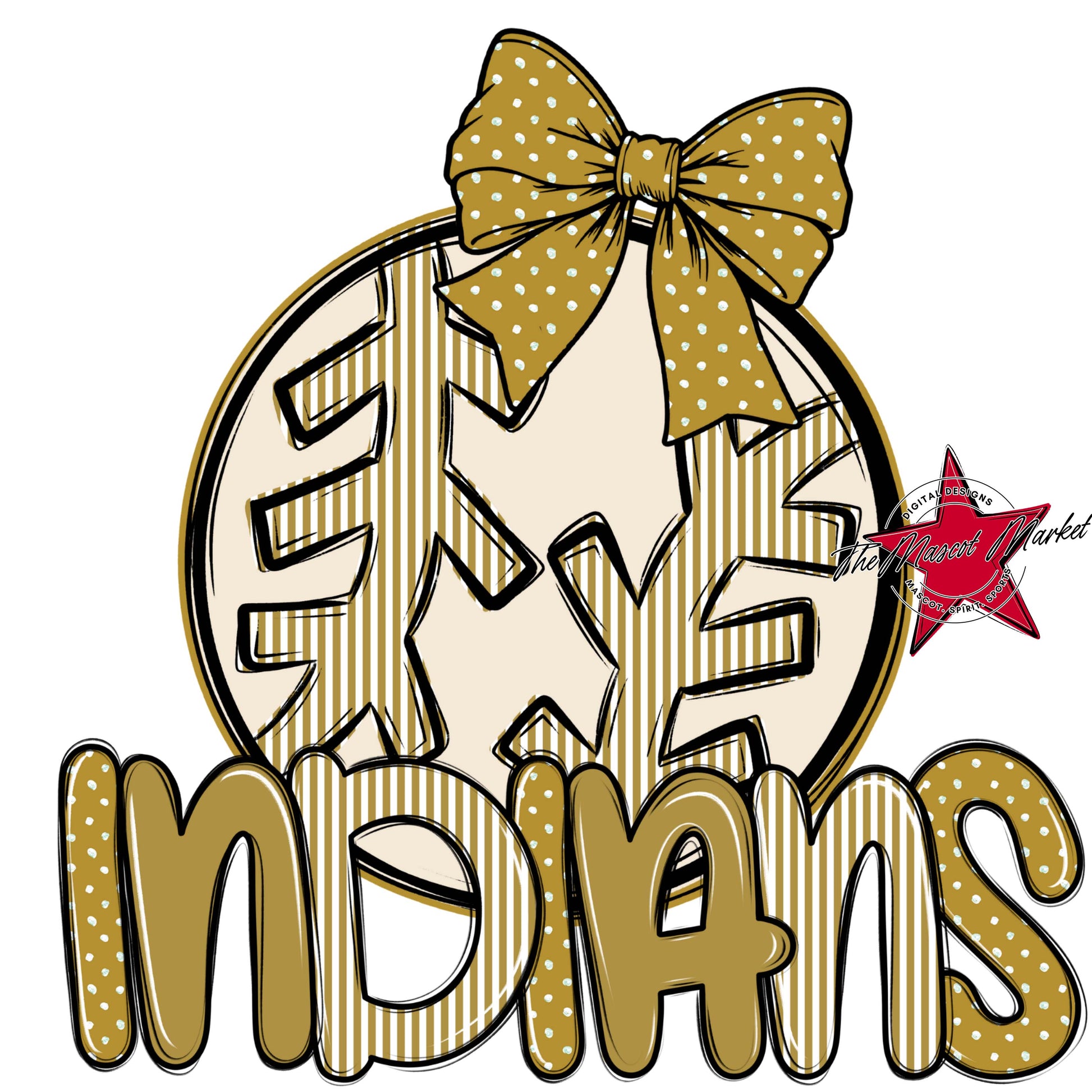 Indians Baseball-Softball Spirit Design-Gold