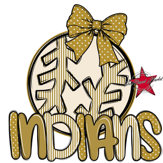 Indians Baseball-Softball Spirit Design-Gold