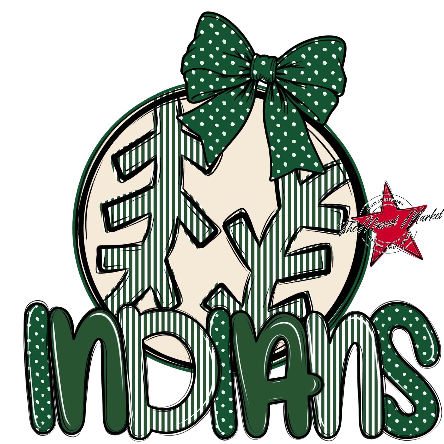 Indians Baseball-Softball Spirit Design-Green