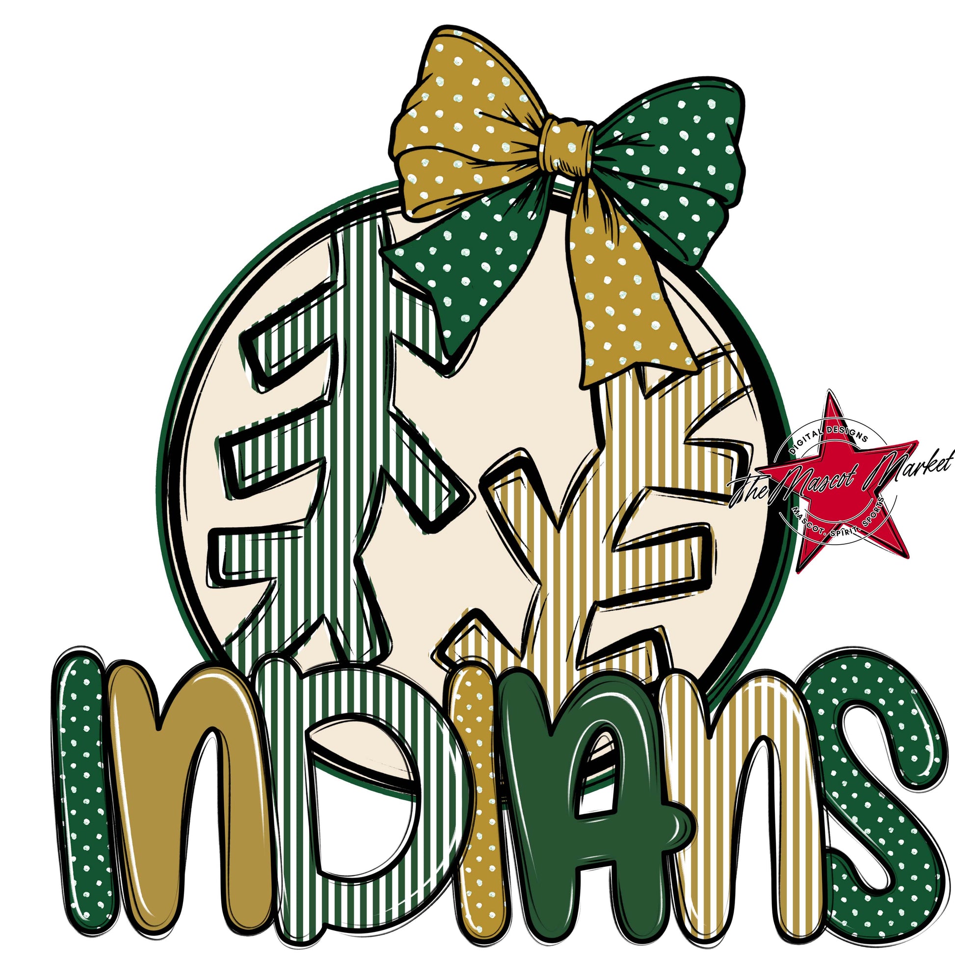 Indians Baseball-Softball Spirit Design-Green & Gold