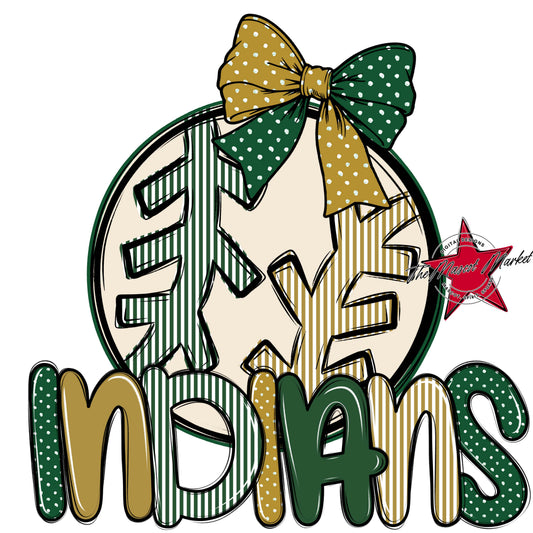Indians Baseball-Softball Spirit Design-Green & Gold