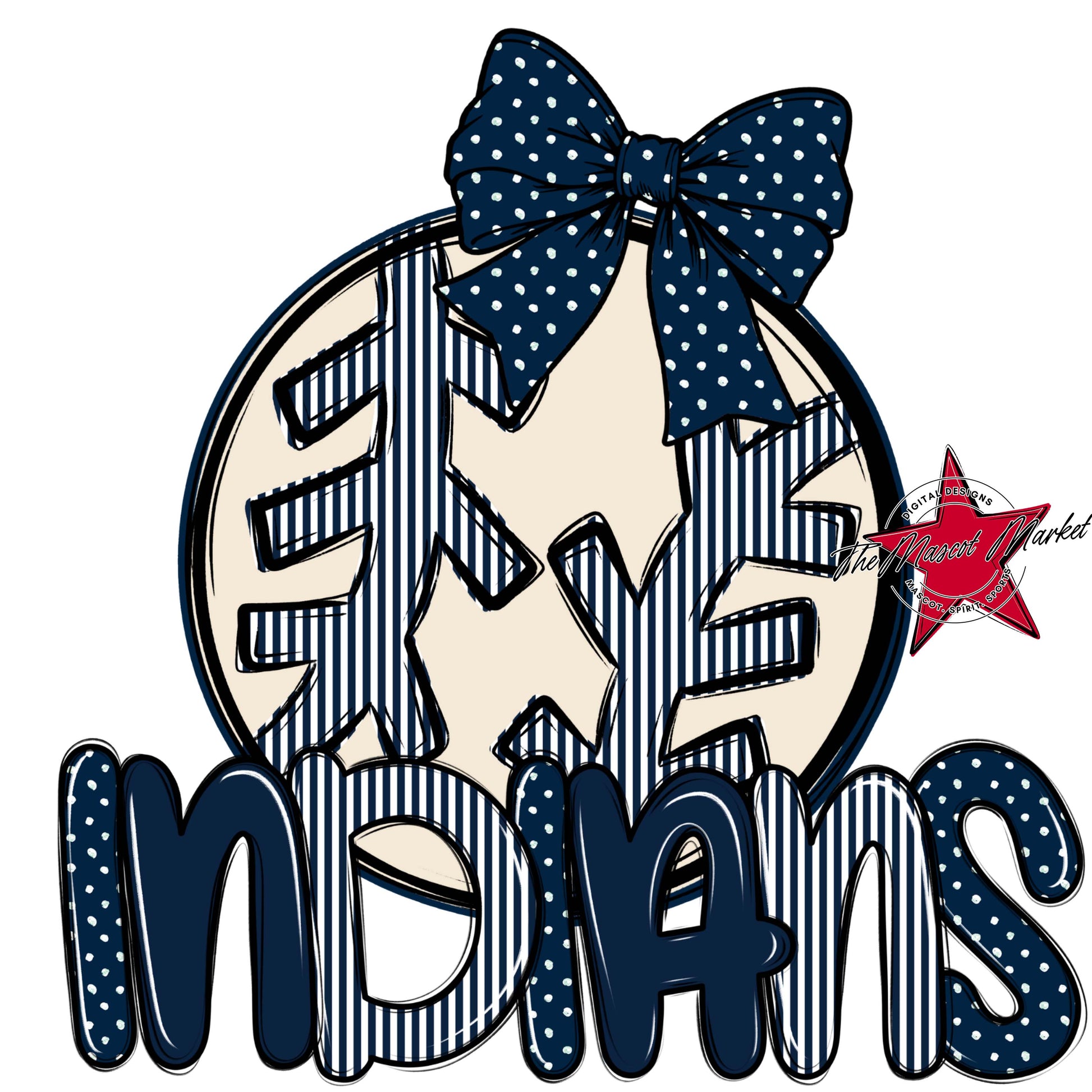 Indians Baseball-Softball Spirit Design-Navy