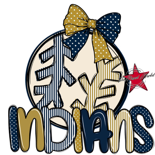 Indians Baseball-Softball Spirit Design-Navy & Gold