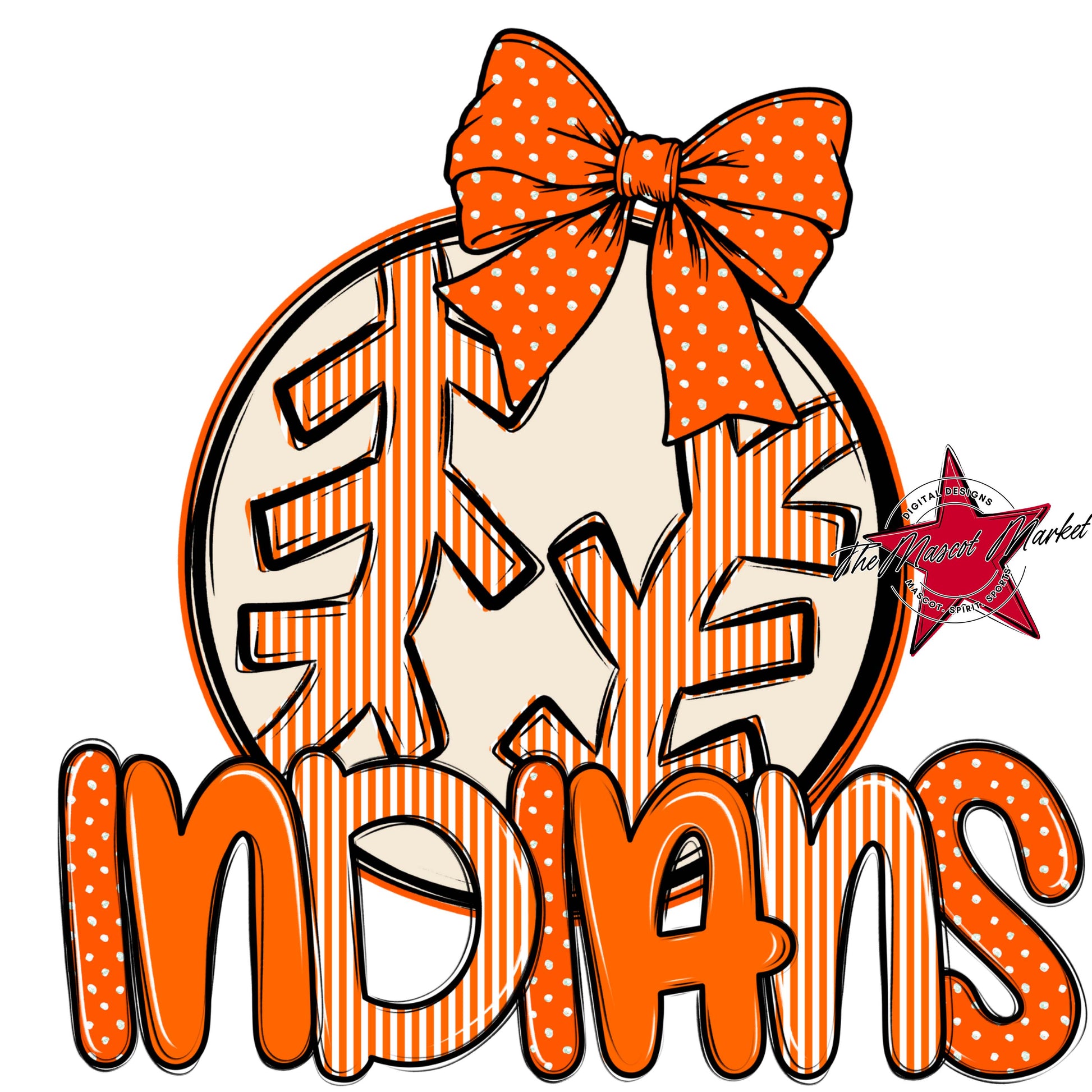 Indians Baseball-Softball Spirit Design-Orange