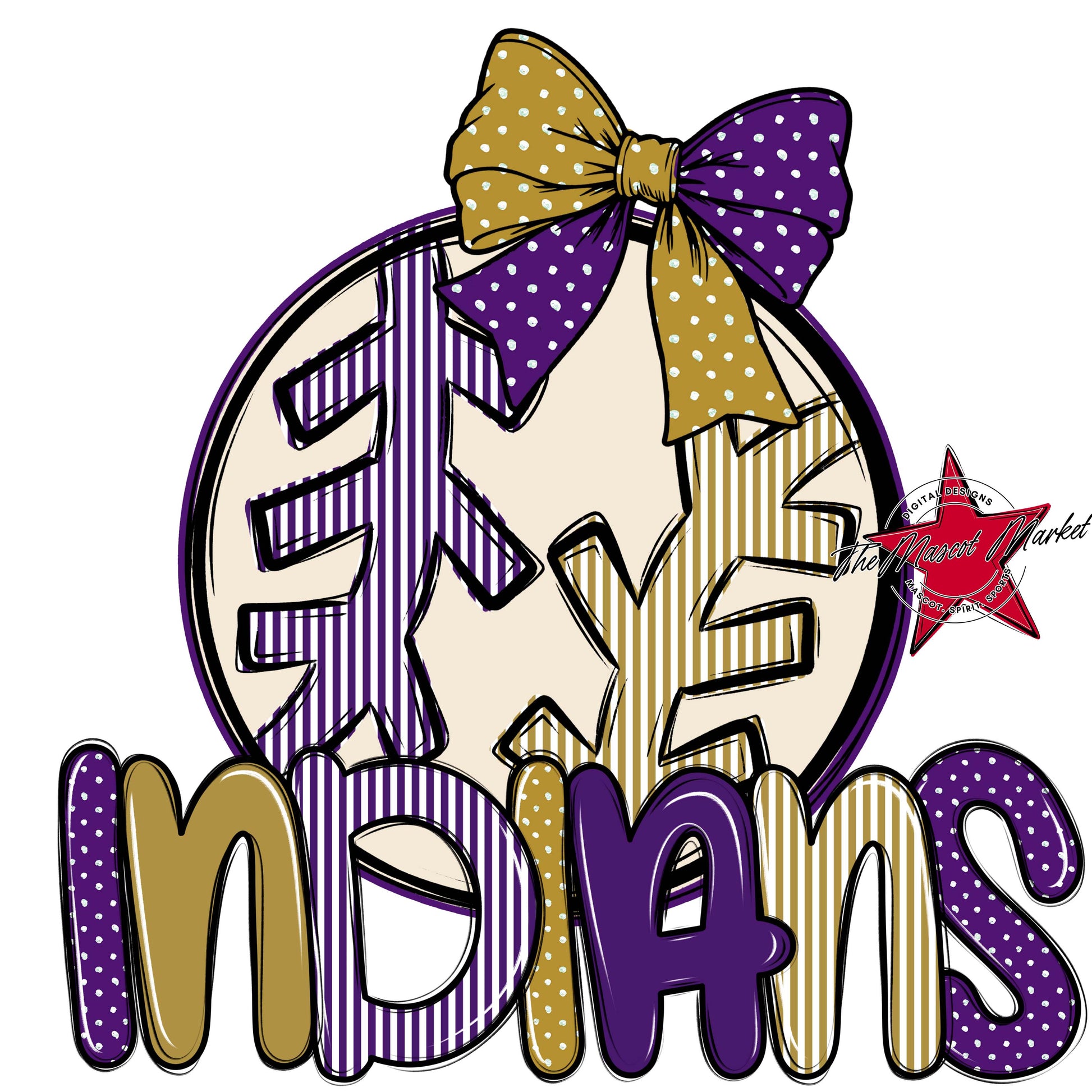 Indians Baseball-Softball Spirit Design-Purple & Gold