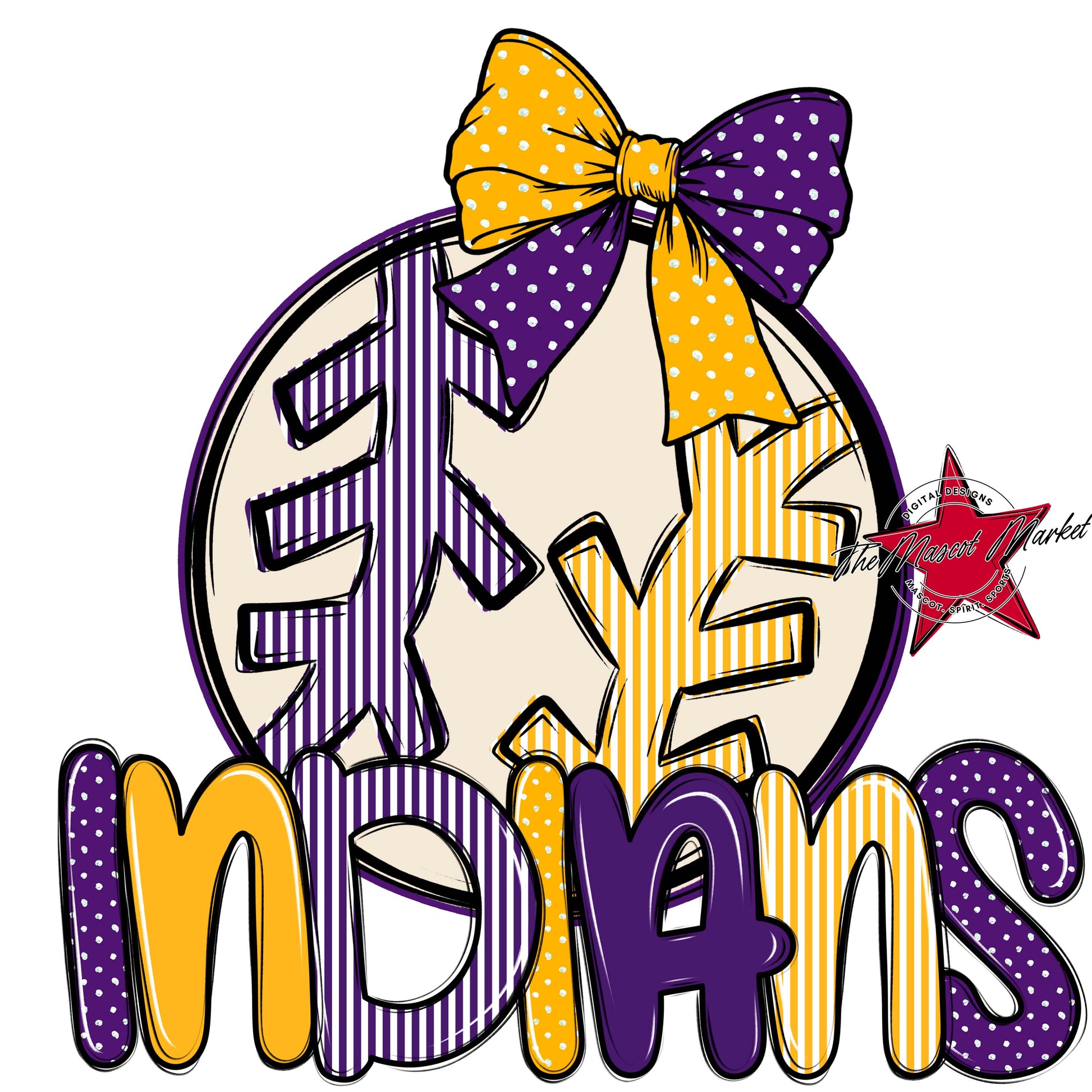 Indians Baseball-Softball Spirit Design-Purple & Yellow