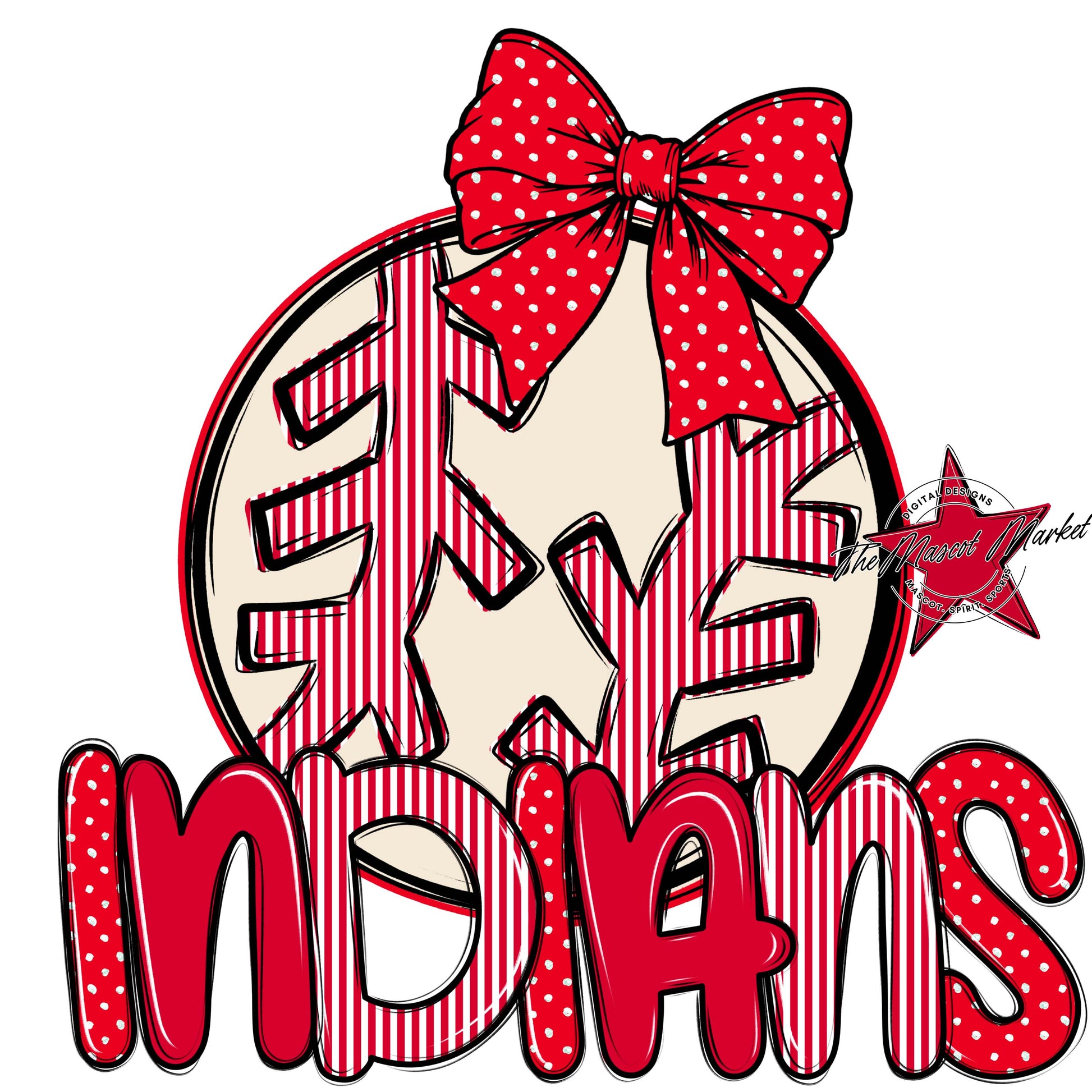 Indians Baseball-Softball Spirit Design-Red