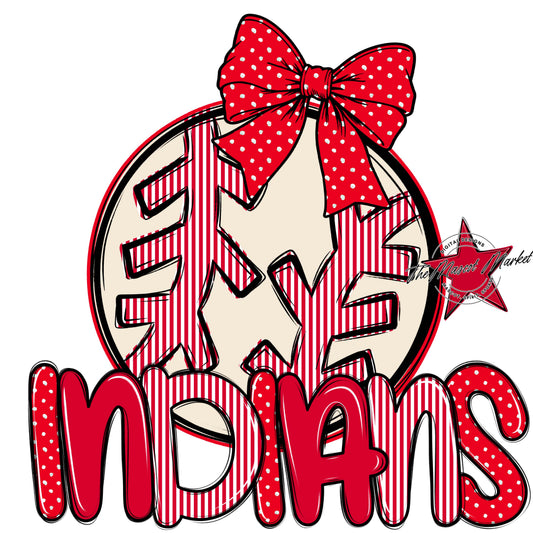 Indians Baseball-Softball Spirit Design-Red