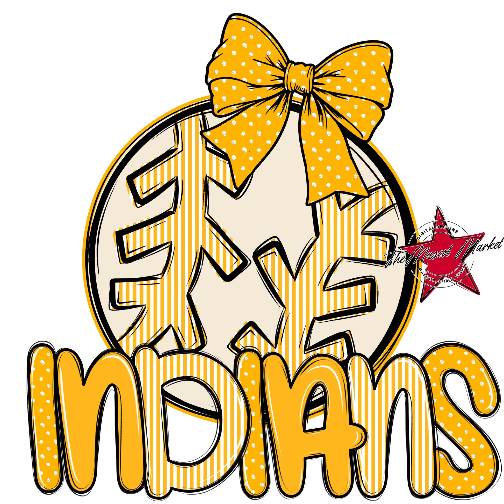 Indians Baseball-Softball Spirit Design-Yellow