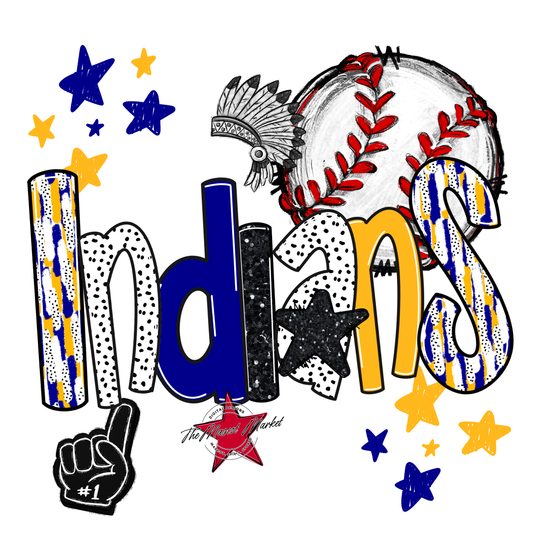 Indians Baseball Scrape-Blue-Yellow