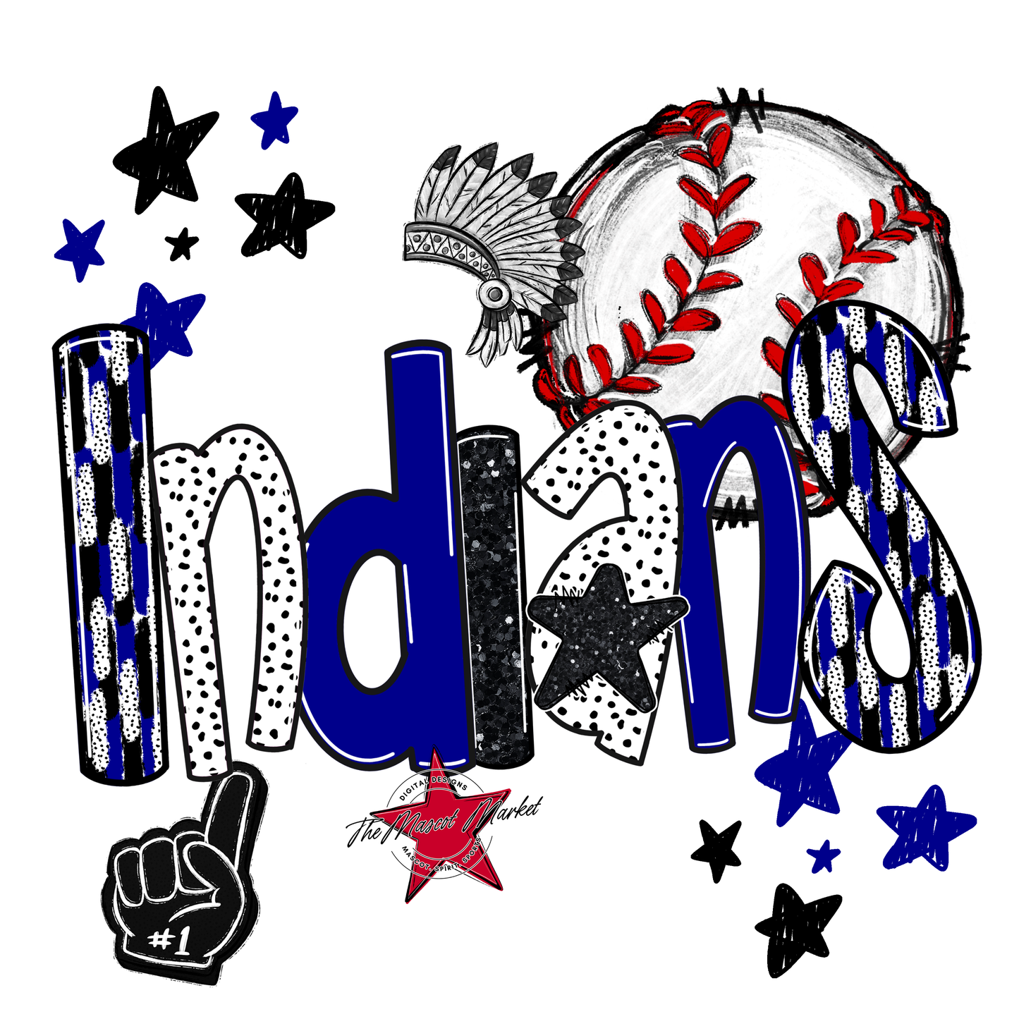 Indians Baseball Scrape-Blue