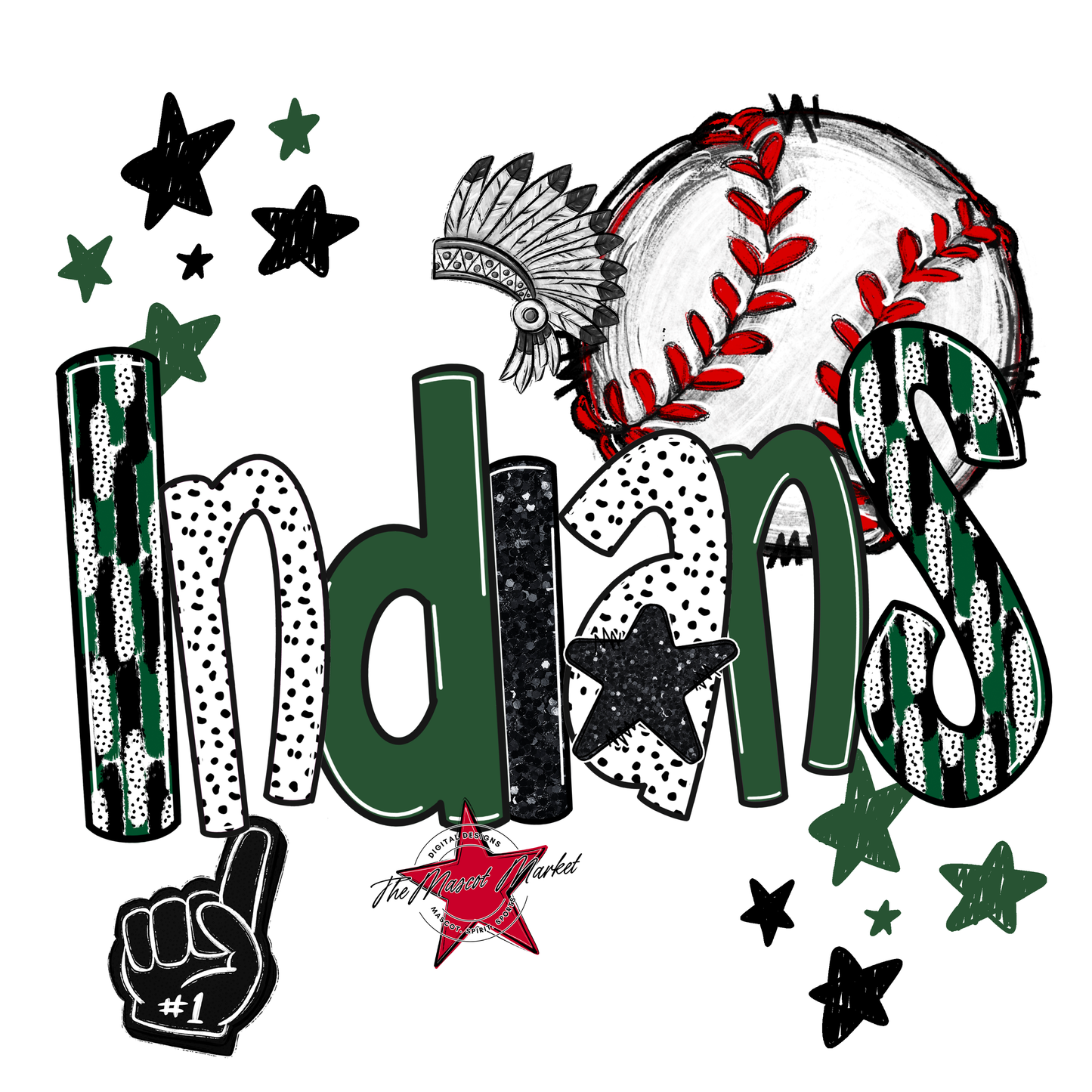 Indians Baseball Scrape-Green
