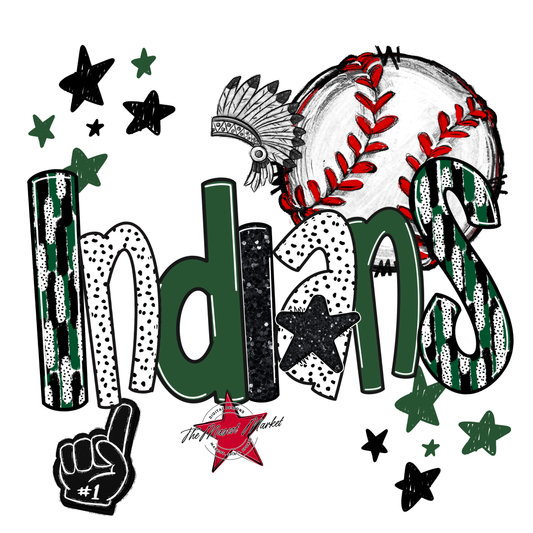 Indians Baseball Scrape-Green