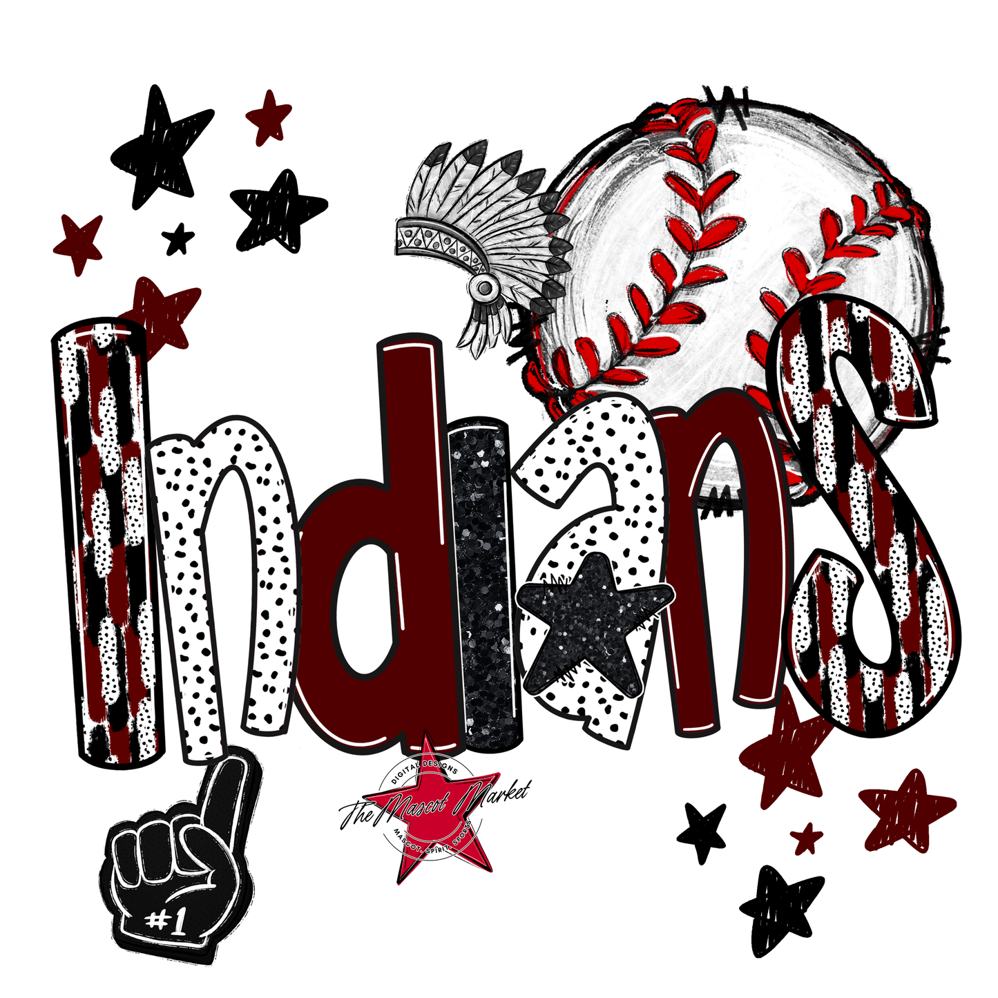 Indians Baseball Scrape-Maroon