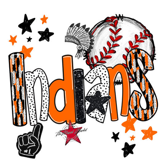 Indians Baseball Scrape-Orange