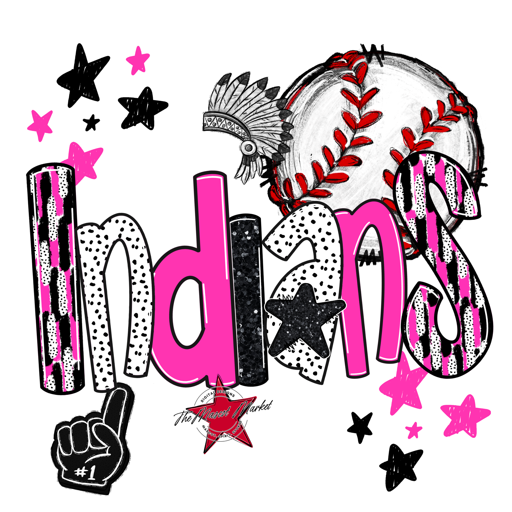 Indians Baseball Scrape-Pink