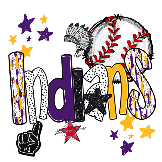 Indians Baseball Scrape-Purple-Yellow