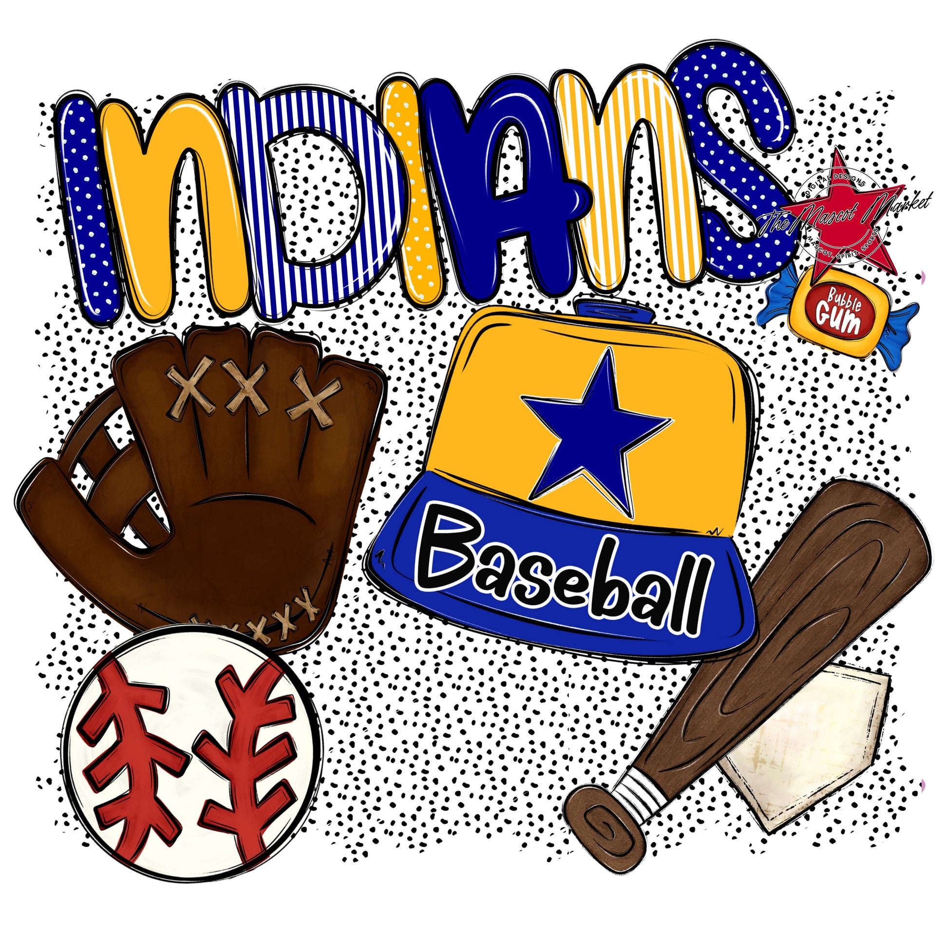 Indians Baseball Spirit-Blue & Yellow