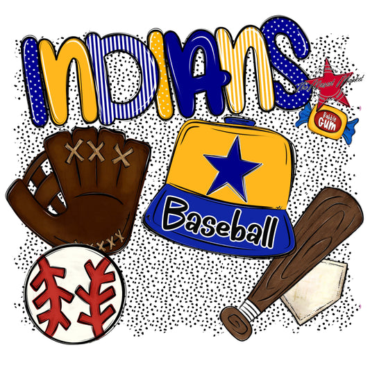 Indians Baseball Spirit-Blue & Yellow