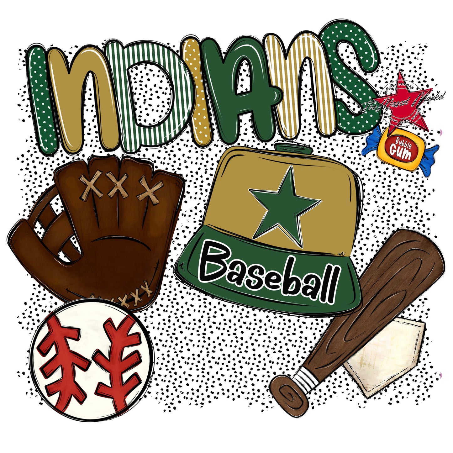 Indians Baseball Spirit-Green & Gold