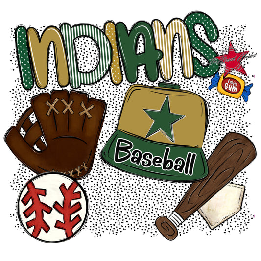 Indians Baseball Spirit-Green & Gold