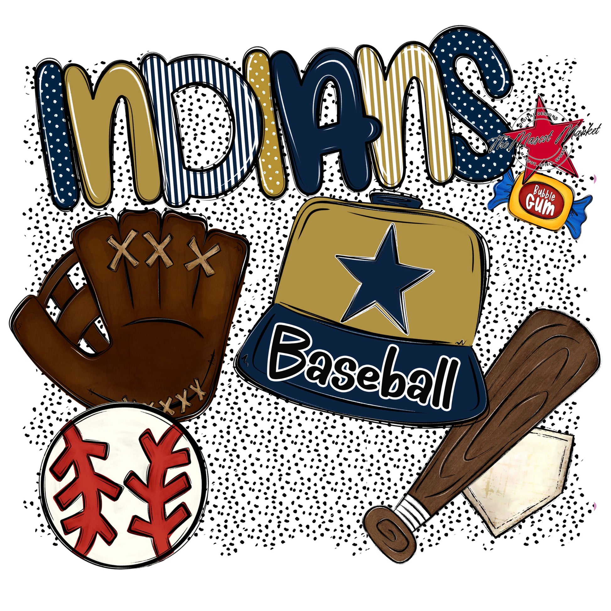 Indians Baseball Spirit-Navy & Gold