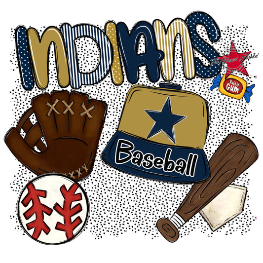 Indians Baseball Spirit-Navy & Gold