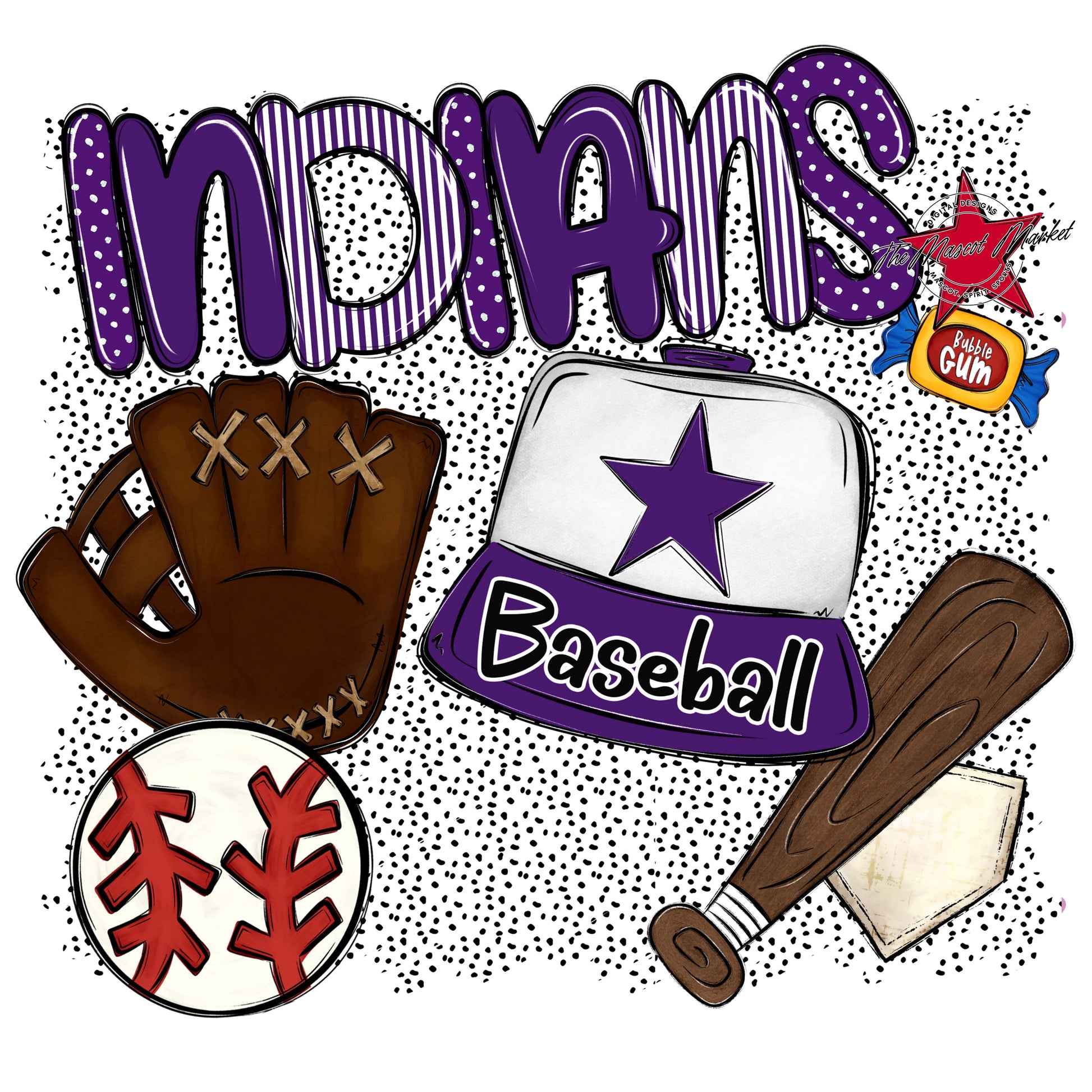Indians Baseball Spirit-Purple