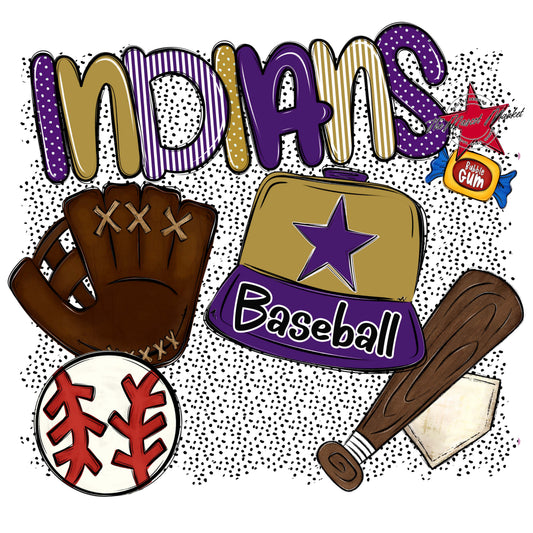 Indians Baseball Spirit-Purple & Gold